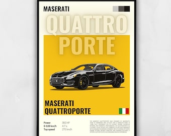 Maserati Quattroporte poster gift for car guy, Car poster Wall art digital download, minimal Maserati print, modern fathers day car decor