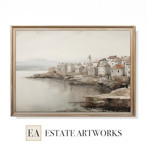 Harbor Hush - Coastal Village Digital Art Print