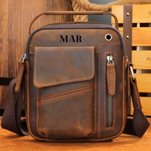 Sac à bandoulière en cuir pour homme, sac messager, sac à bandoulière, sac à bandoulière, sacs à main en cuir pour homme, sac à main multi-poches, cadeau personnalisé pour lui