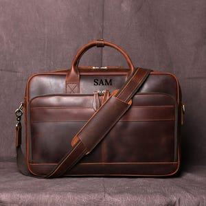 Bolso tipo maletín de cuero personalizado, maletín para computadora portátil de oficina, bolso tipo mensajero, maletín de negocios cruzado, bolso de hombro, regalo para él y para ella