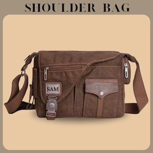 Sac bandoulière en toile pour homme Sac messager Sac de bureau à bandoulière Sac pour ordinateur portable Sac à main pour homme Sac de voyage Sac en toile Cartable à personnaliser Cadeaux pour homme et femme
