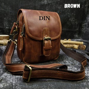 Bolso de hombro de cuero personalizado, bolso de cintura de cuero, bolso bandolera para hombres, bolso de bolsillo para teléfono móvil, bolso de viaje mensajero, regalo para él ella
