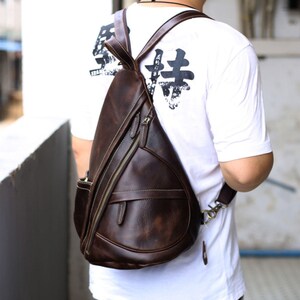 Crossbody Leder Sling bag, Reisetasche, Schultertasche, Rucksack, Herrentasche, kleine Herrentasche, lässige Ledertasche, Geschenk für ihn