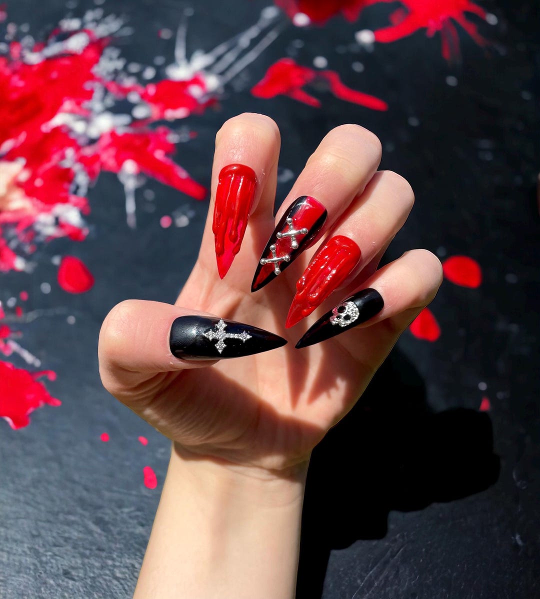 Vampire Drip Blood Drip Vampire Halloween Nails - Etsy