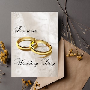 El día de su boda, interior en blanco, tarjeta de felicitación imprimible de 5" x 7" (carta de EE. UU.)