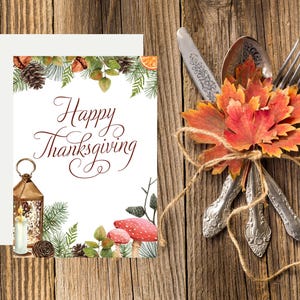 Happy Thanksgiving, druckbare 5 x 7 Grußkarte mit Umschlag Vorlage, digitaler Download