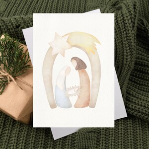 The Nativity, Printable 5x7 Greeting Card & Matching Envelope, Digital Download