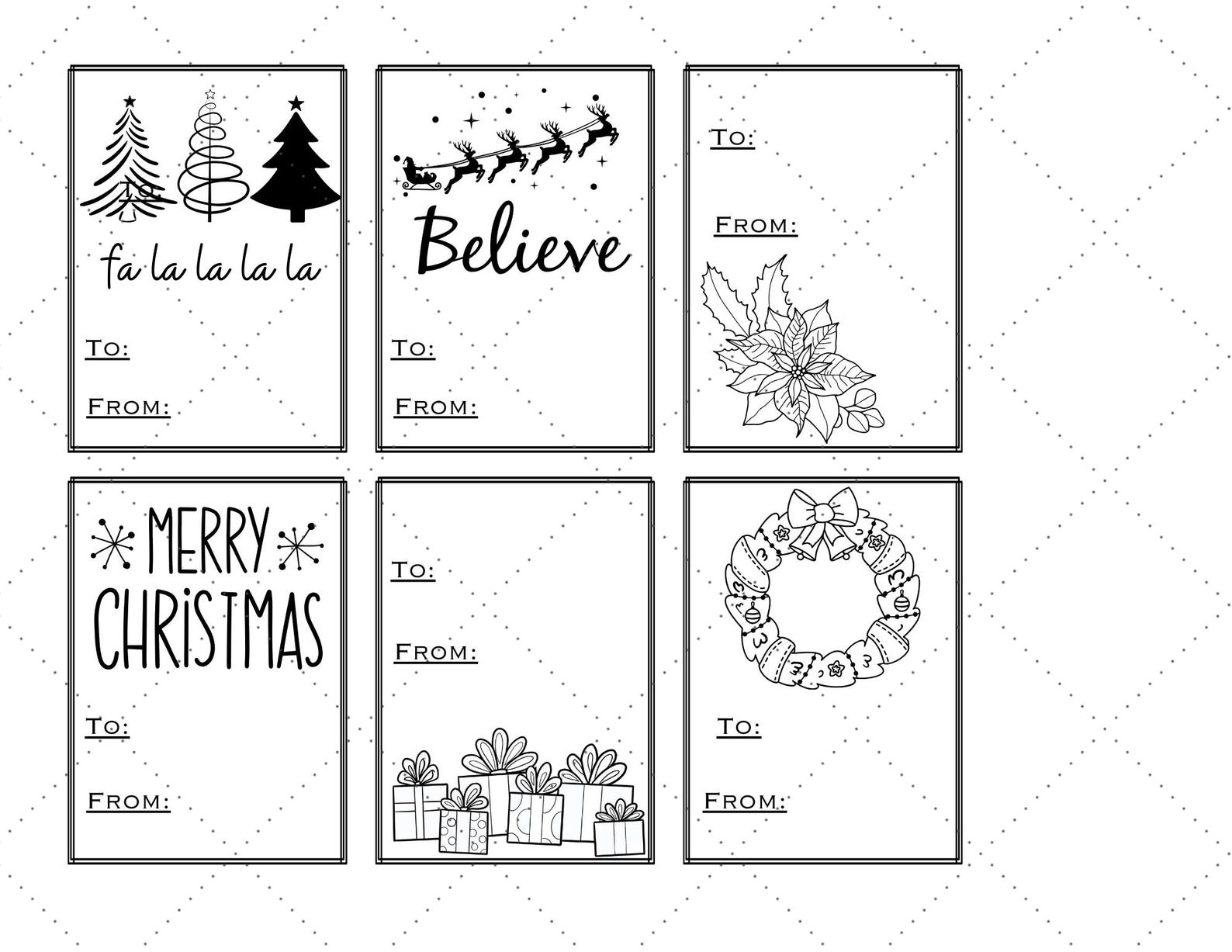 Printable Christmas Gift Tags, PDF / PNG Digital Design Files, Instant