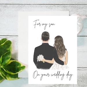 Para mi hijo el día de su boda, interior en blanco, tarjeta de felicitación imprimible de 5" x 7" (carta de EE. UU.)