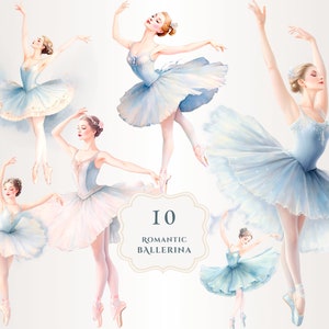 Watercolor Ballerina Clipart Collection |  Beautiful Romantic Classical Ballet Dancer Illustration | Pastel Colors | Transparent Png