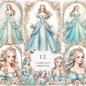Fairytale Princess Clipart Bundle | Fairytale Clipart | Vintage Clipart | Transparent Png | Digital Crafting | Printable | Scrapbooking