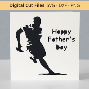 Rugby father's day card digital cut files - SVG DXF PNG - instant download to make a father's day card for a rugby fan dad - with cricut etc
