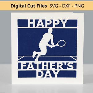 Fichiers numériques de coupe de carte de fête des pères de tennis - PNG SVG DXF - téléchargement immédiat - à faire sur cricut, silhouette, frère etc.