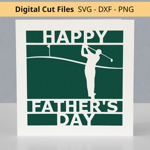 Fichiers découpés numériques de carte de fête des pères de golf - SVG DXF PNG - téléchargement immédiat pour faire une carte de fête des pères pour un papa fan de golf - pour les artisans