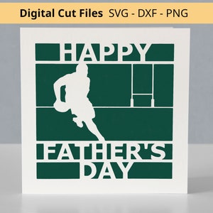 Rugby father's day card digital cut files - SVG DXF PNG - instant download to make a father's day card for a rugby fan dad - on cricut etc