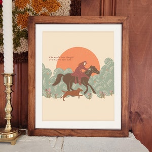 Midcentury Western Art Print: Cowboy, Cowgirl, Horse Decor