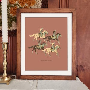Midcentury Western Art Print: Cowboy, Cowgirl, Horse