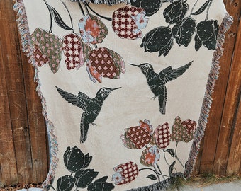 Hummingbirds Woven Blanket