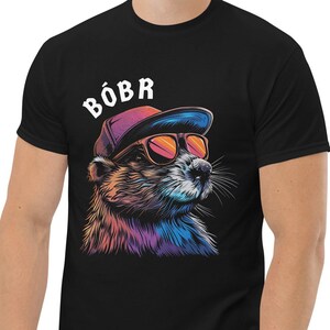 Retro Style Beaver T-Shirt &quot;BÓBR&quot; - Vintage Vector Graphic Tee, Unisex Animal Design
