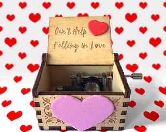 Charming Wind Up Decorative Wooden Music Box: Can't Help Falling in Love – Nostalgic - Exquisite Craftmanship