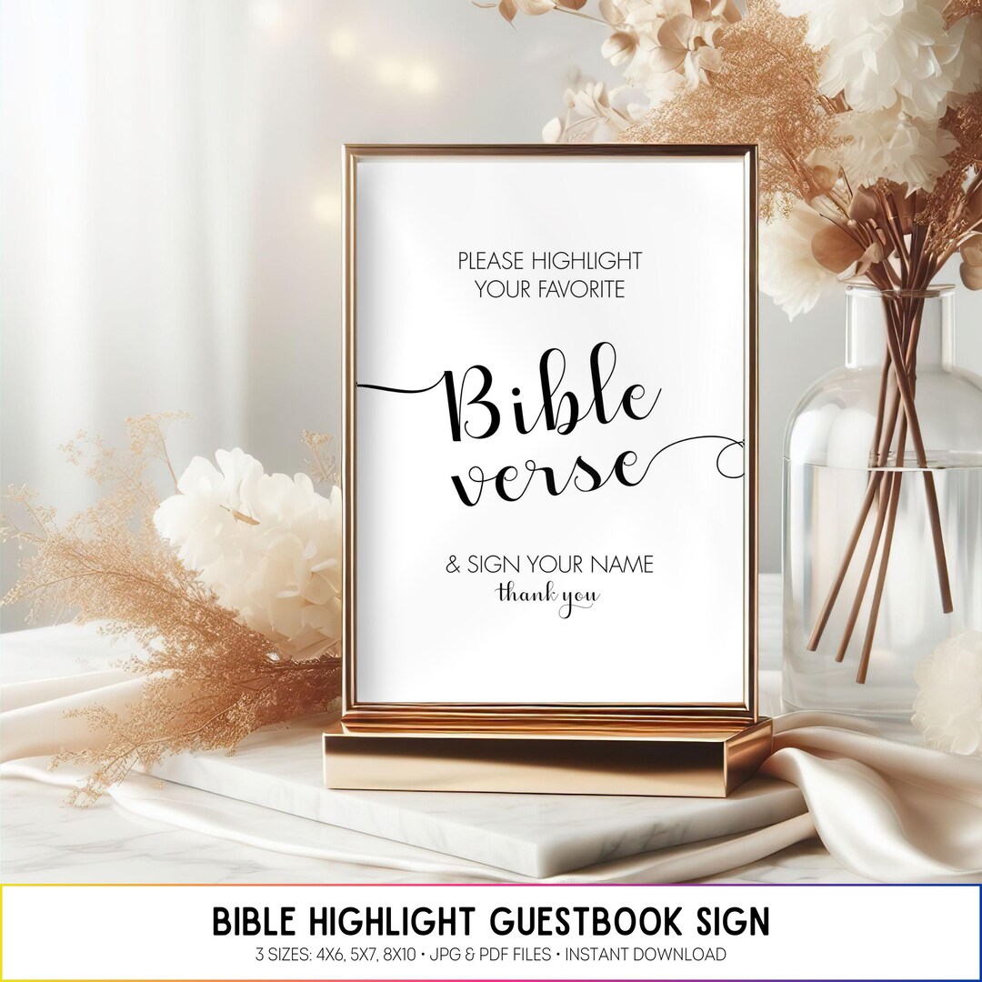 Local Highlight Sign Bible Highlight Guestbook Sign for Weddings & Baby Shower in Minimalist ...
