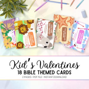 Notes de boîte à lunch imprimables pour enfants, cartes de Saint-Valentin pour enfants, rappels de versets bibliques, fichier pdf, prêt à imprimer en téléchargement numérique, 5001