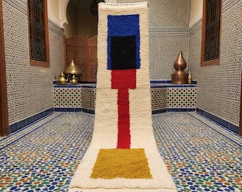 Colorful Moroccan Runner Rug - Handmade wool Hallway