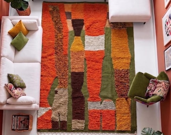 Marokkanischer, farbenfroher Berberteppich aus Wolle, handgefertigter moderner Boho-Teppich, 8x12, 7x9, 10x14