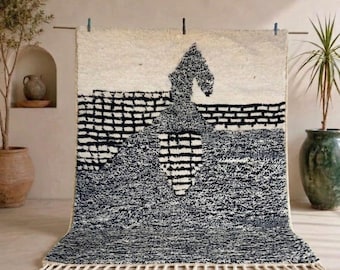 Moroccan Berber Rug, Black White Wool Rug, 2x3, 3x5, 4x6, 5x8