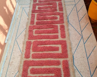 Pink moroccan wool Runner Rug-Handmade berber runner