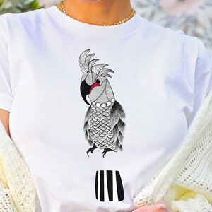 Fancy Cockatoo t-shirt | Fancy bird shirt | Hand-drawn parrot t-shirt | Gift for bird nerds