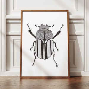 Stag Beetle Poster | Beetle Print | Minimalistic Art | Insect Illustration | Insect Art | Unframed beetle print wall art