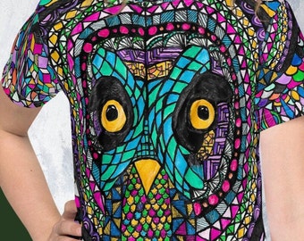 Colorful Owl Kids T-shirt: All-Over Print Bird Tee