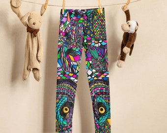 Colorful Owl Kid's Leggings | Happy Pants | Colorful Children's Leggings | Gift Ideas | Trendy Owl Pattern | Bird Lover Kid's Leggings