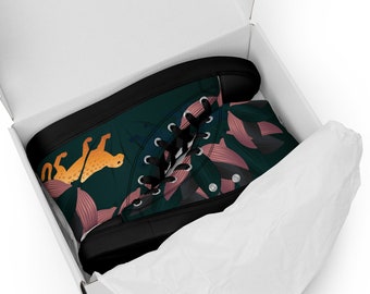 Leopard Jungle High Top Canvas Sneakers: Botanische Druck Schuhe