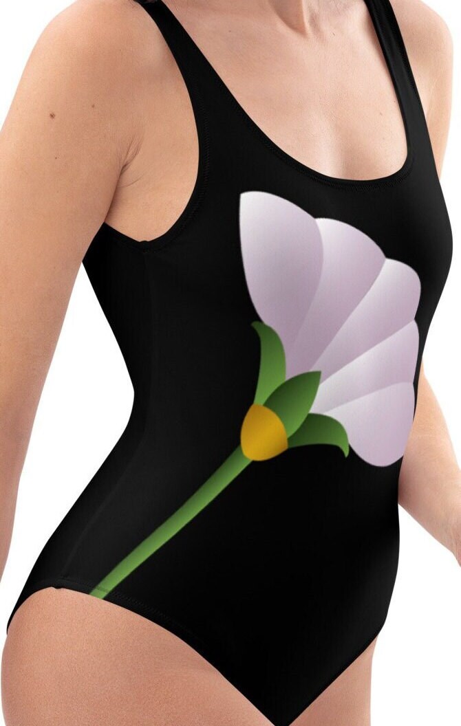 アールデコフラワーワンピース水着：ボタニカルプリントのビーチウェア