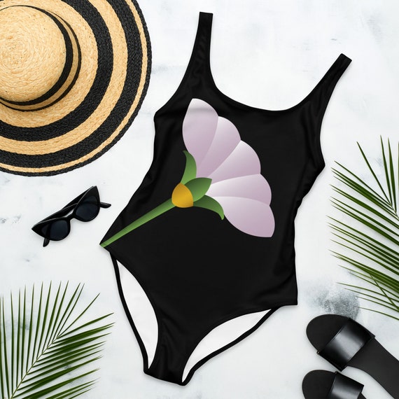 アールデコフラワーワンピース水着：ボタニカルプリントのビーチウェア