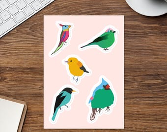 Colorful Bird Stickers: Glossy Laptop Decals