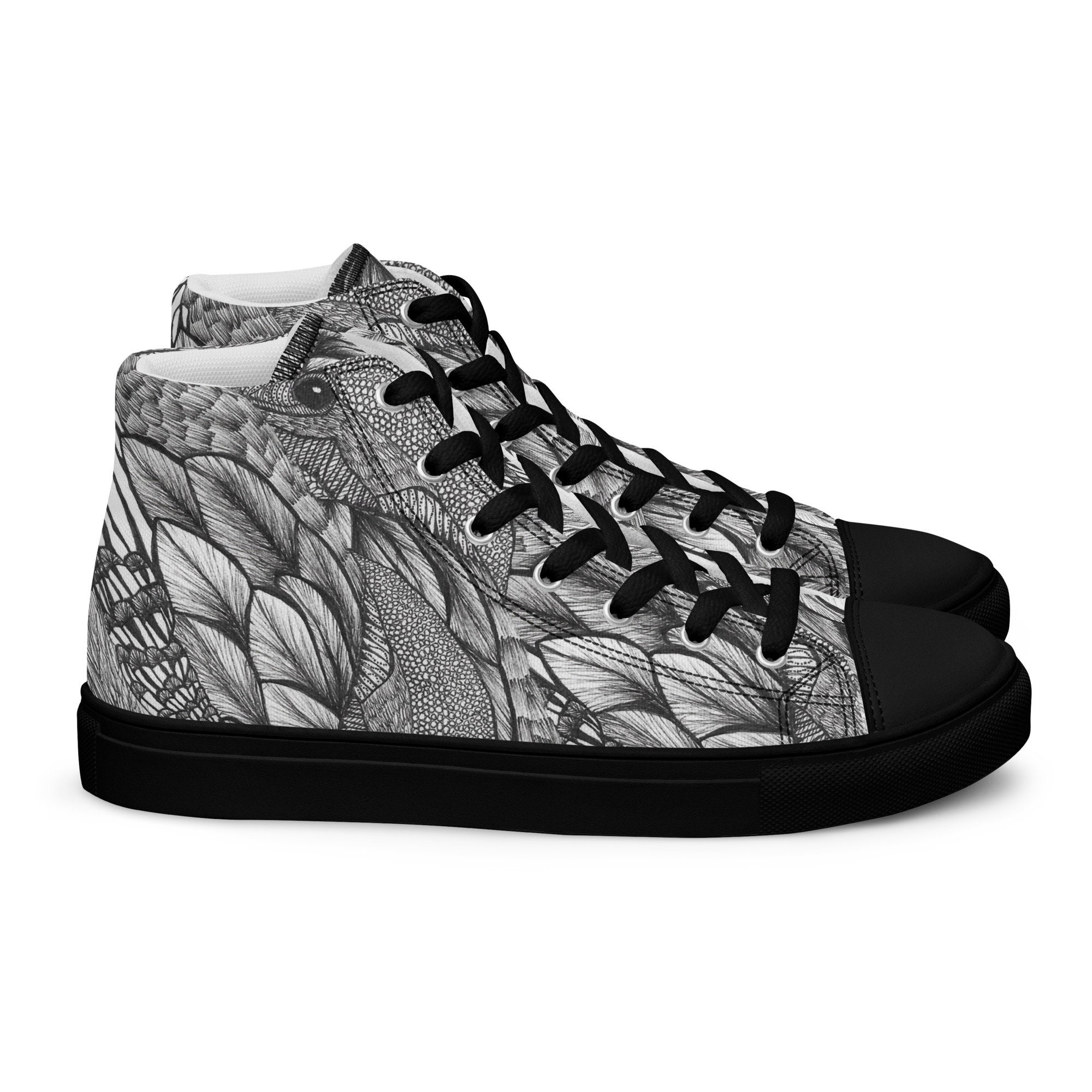 Black Duck Mallard Pattern Print Men Women's High Top Shoes main image 1
