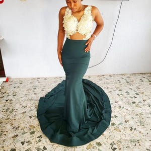 Green long mermaid prom dress, Velvet dress, prom dress, engagement dress, wedding dress, evening dress,bridal dress,birthday dress