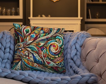 Stain Glass Mosaic style pillow for Eclectic Decor home living