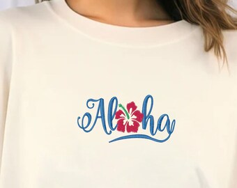 Embroidered Aloha Shirt, Tropical Aloha Tee, Hawaiian Aloha Shirt, Aloha Vibes Tee, Aloha Beachwear Shirt, Aloha Graphic Comfort Colors Tee