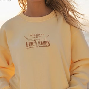 Embroidered Luke Combs World Tour 2024 Sweatshirt, Combs Bullhead Sweater, Country Music Sweat, Country Music Fan, Cowboy Combs Sweatshirt