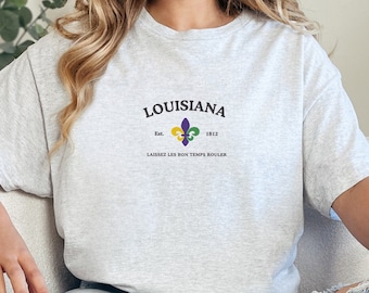 Embroidered Louisiana Shirt, Louisiana T-Shirt, Louisiana Tee, Louisiana Crewneck, Louisiana Clothing, Louisiana College Student State Shirt