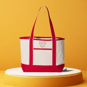 Embroidered Mickey Deluxe Tote Bag, Mickey Bag, Cute Mickey Ears Bag, Neutral Disney Bag, Disneyland Bag, Disney Mickey Bag