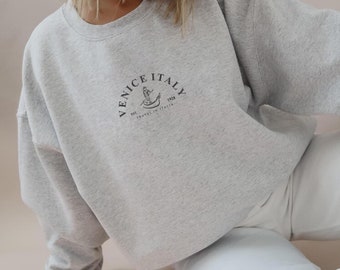 Embroidered Venice Italy Sweater, Venice Italy Design Sweater, Venice Italy Traveller Sweater, Venice Italy Art Embroidery Sweater