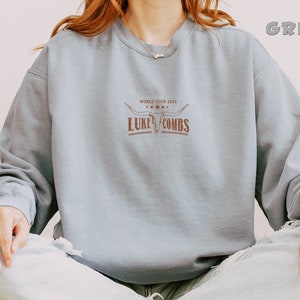 Embroidered Luke Combs World Tour 2024 Sweatshirt, Combs Bullhead Sweater, Country Music Sweat, Country Music Fan, Cowboy Combs Sweatshirt