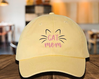 Embroidered Cat Mom Baseball Cap, Cat Mama Cap, Gift for Mother's Day, Gift For Pet Lovers, Cat Mom Life Hat, Cat Embroidery Hat