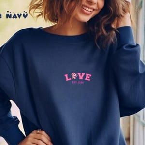 Embroidered Stitch & Angel Couple Sweatshirt, Personalized Couple Sweatshirt, Disney Matching Sweatshirt, Anniversary Matching Sweatshirt