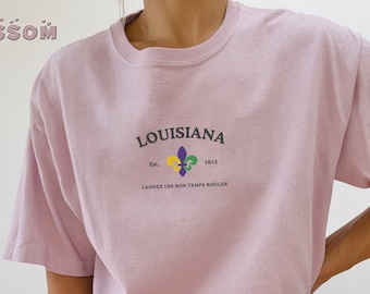 Embroidered Louisiana Shirt, Louisiana T-Shirt, Louisiana Tee, Louisiana Crewneck, Louisiana Clothing, Louisiana College Student State Shirt